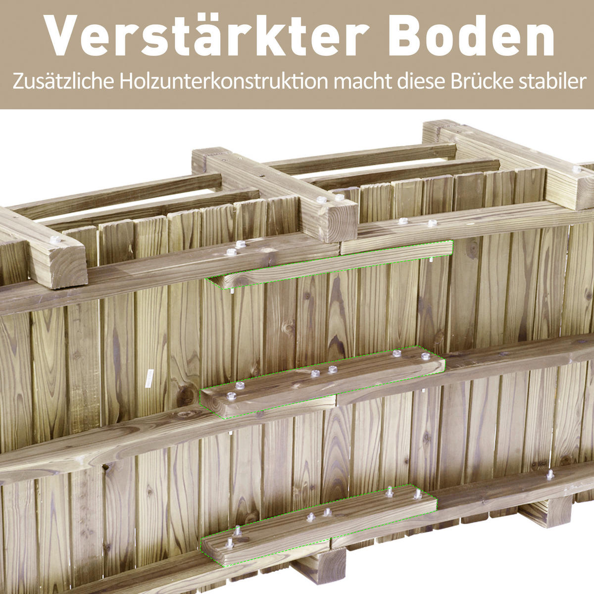 Outsunny Holzbrücke natur B/H/L: ca. 67x48x1525 cm ca. 181 kg Holzbrücke - natur (1525,00/67,00/48,00cm) - Outsunny