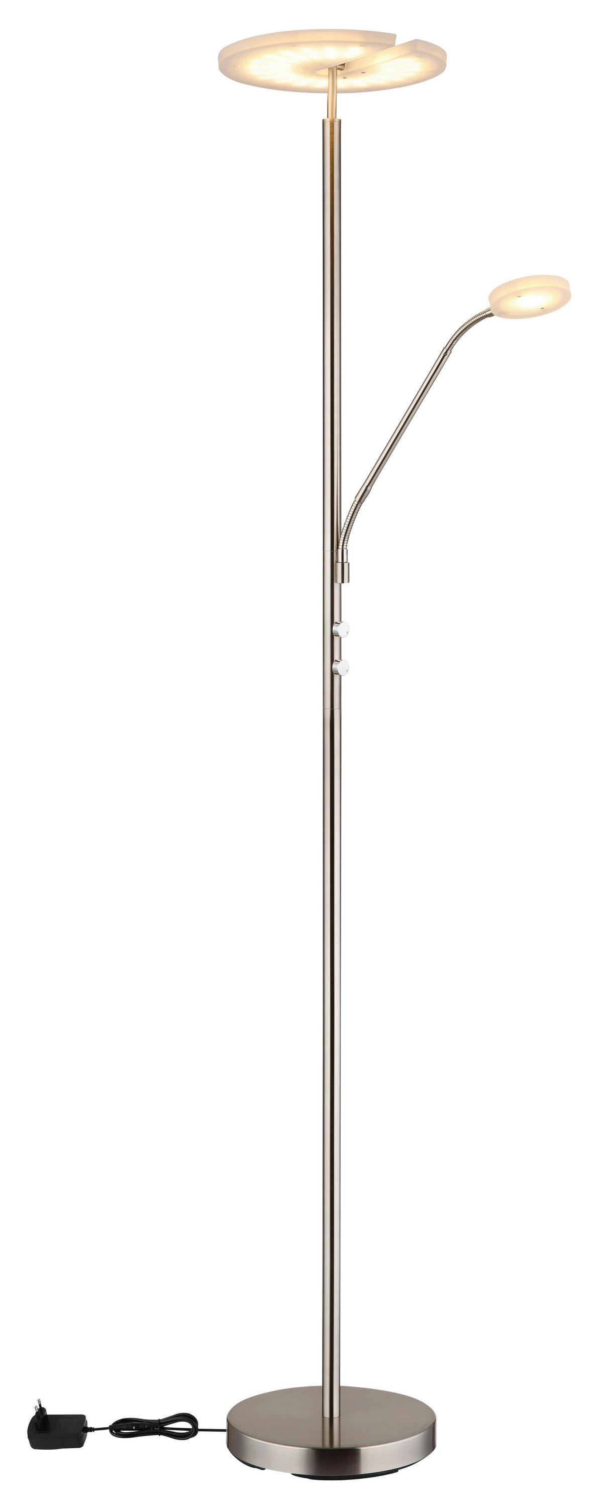 GLOBO Deckenfluter Satiniert nickel matt Acryl Metall H/D: ca. 180x30 cm 1 Brennstellen Stanford - nickel matt/Satiniert (30,00/180,00cm) - GLOBO