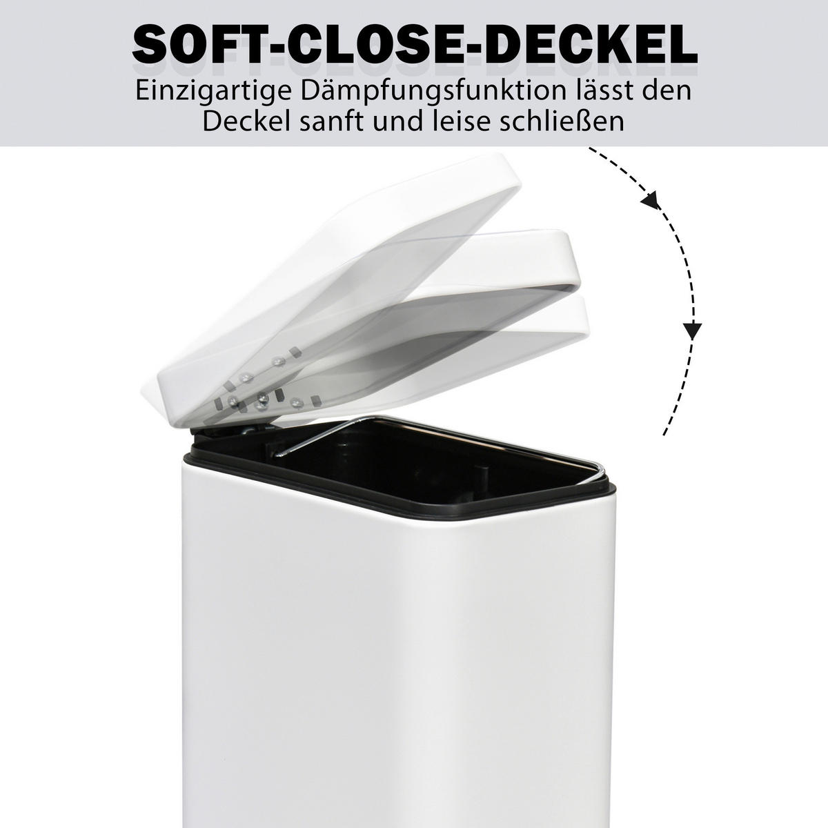 HOMCOM Mülleimer weiß B/H/L: ca. 14x29,2x32 cm Mülleimer - weiß (32,00/14,00/29,20cm) - HOMCOM