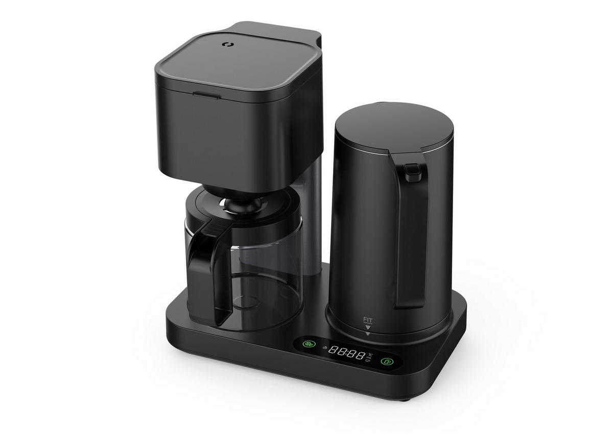 WKM 2 in 1 Kaffeemaschine und Wasserkocher KWK-1600 schwarz Kunststoff Glas Kaffeemaschine/u.Wasserkocher_2in1 - schwarz - WKM