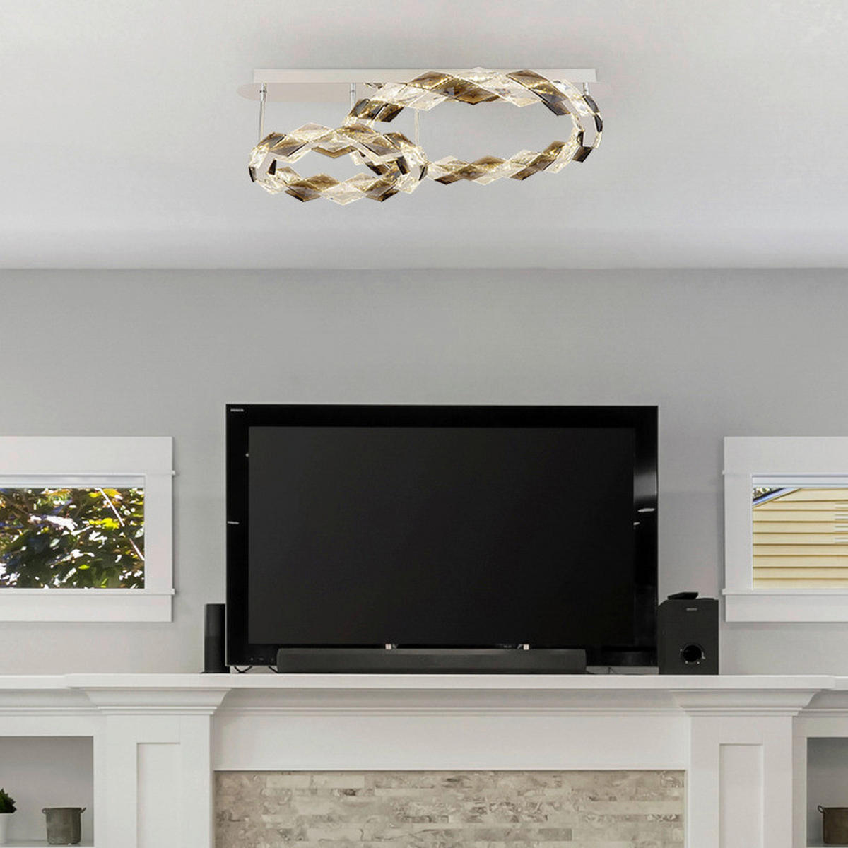 GLOBO LED-Deckenleuchte klar Chrom Metall B/H/T: ca. 55x24x80 cm KARILION - klar/Chrom (55,00/24,00/80,00cm) - GLOBO