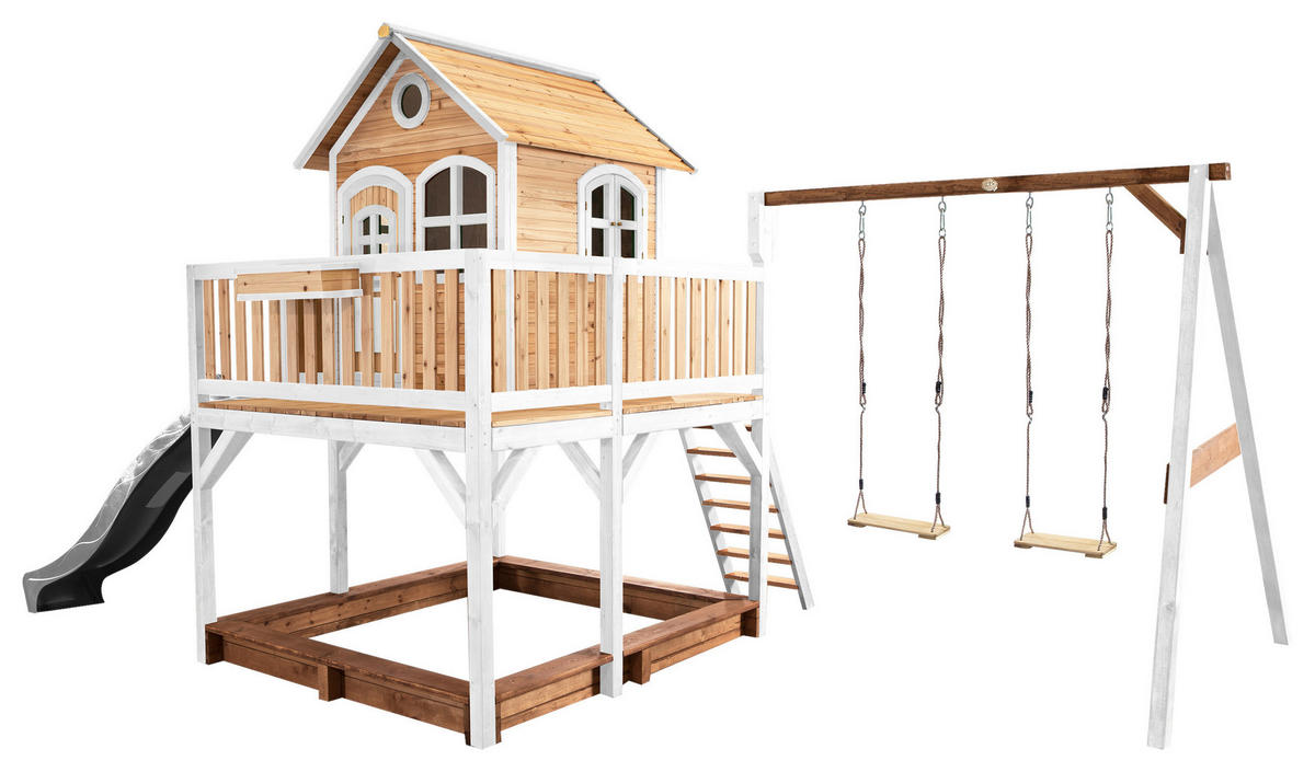 AXI Spielhaus Liam braun B/H/L: ca. 613x291x277 cm Liam - braun/weiß (277,00/613,00/291,00cm) - AXI