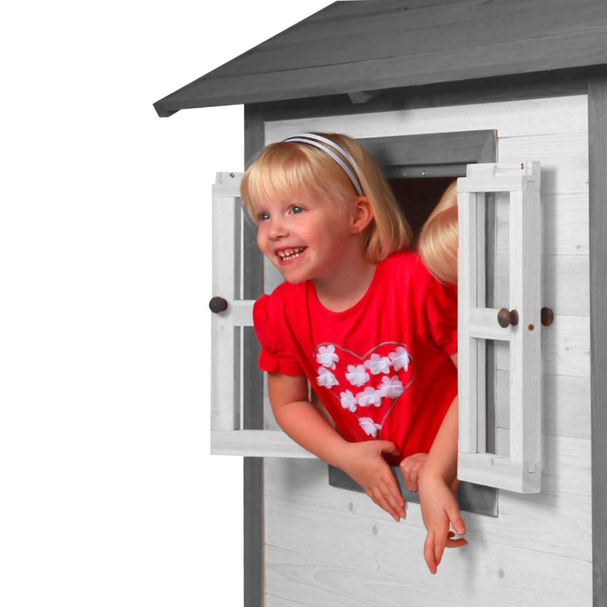 AXI Spielhaus Lodge grau B/H/T: ca. 111x133x135 cm Lodge - weiß/grau (111,00/133,00/135,00cm) - AXI