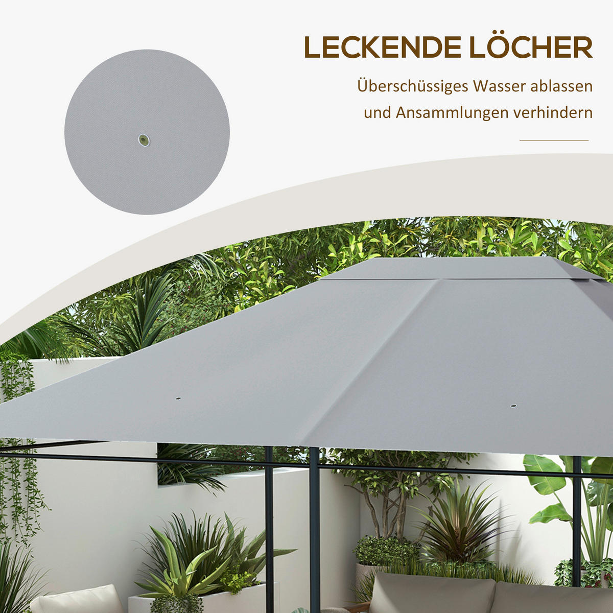 Outsunny Pavillondach hellgrau Polyester B/H/L: ca. 297x1x397 cm Pavillondach - hellgrau (397,00/297,00/1,00cm) - Outsunny