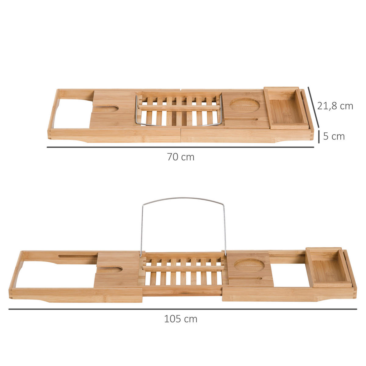 HOMCOM Haushaltshelfer natur B/H/L: ca. 218x105x5 cm Badewannenablage - natur (5,00/218,00/105,00cm) - HOMCOM