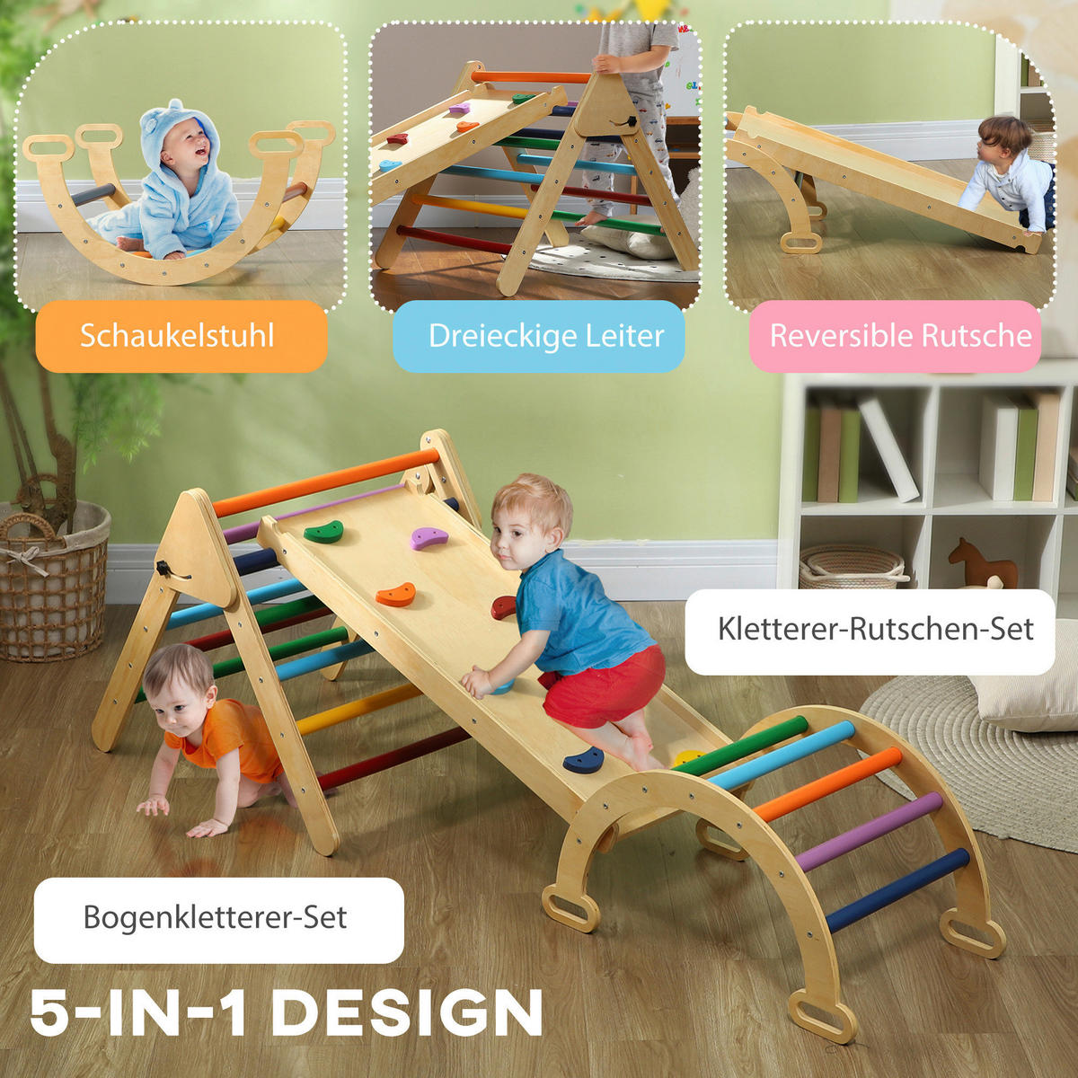 AIYAPLAY Klettergerüst multicolor B/H/L: ca. 64,5x63x178 cm Klettergerüst - multicolor (178,00/64,50/63,00cm) - AIYAPLAY