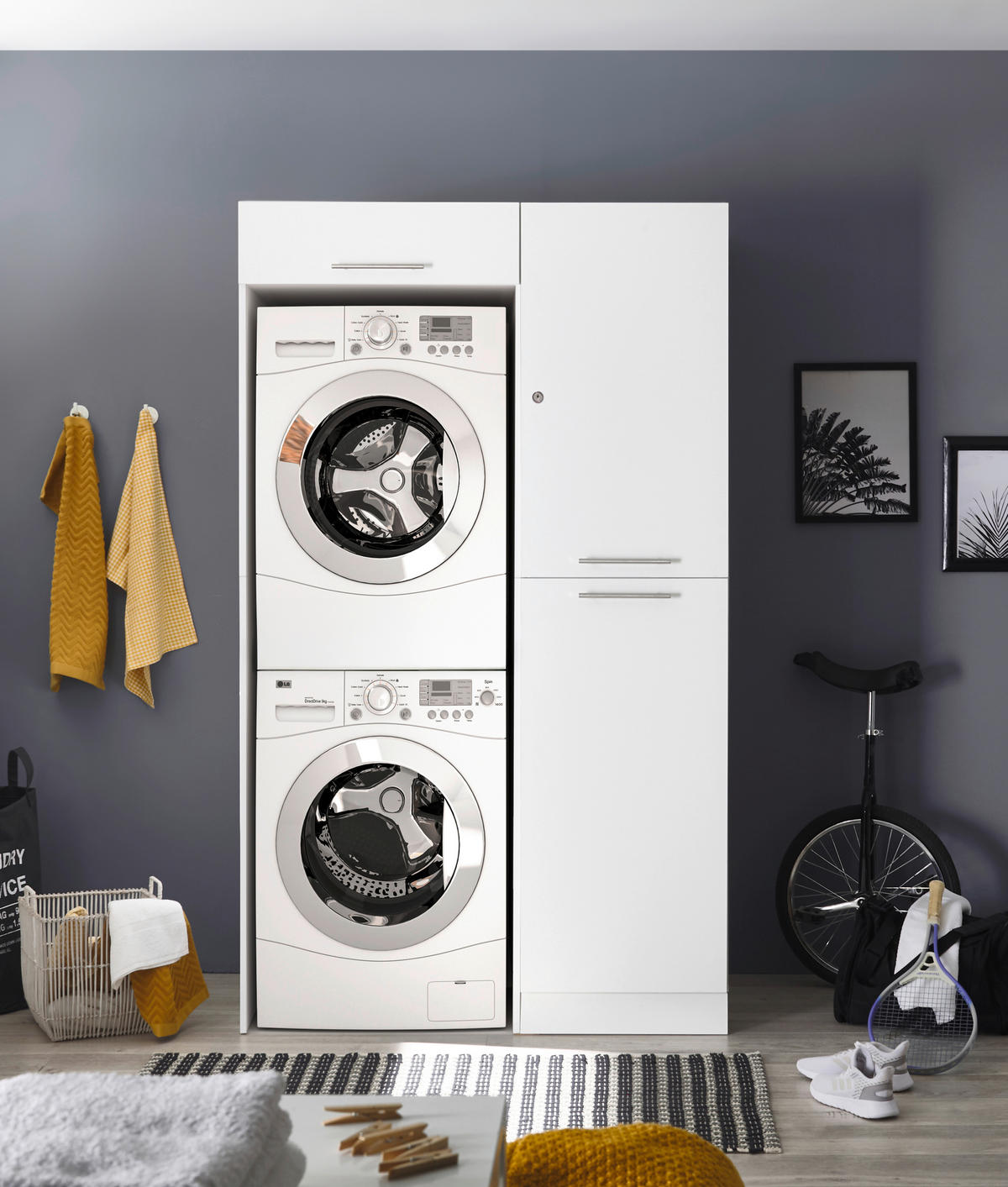 Respekta Hauswirtschaftsraum-Set Clara weiß matt B/H/T: ca. 117,4x200x67,6 cm Clara - weiß (117,40/200,00/67,60cm) - Respekta