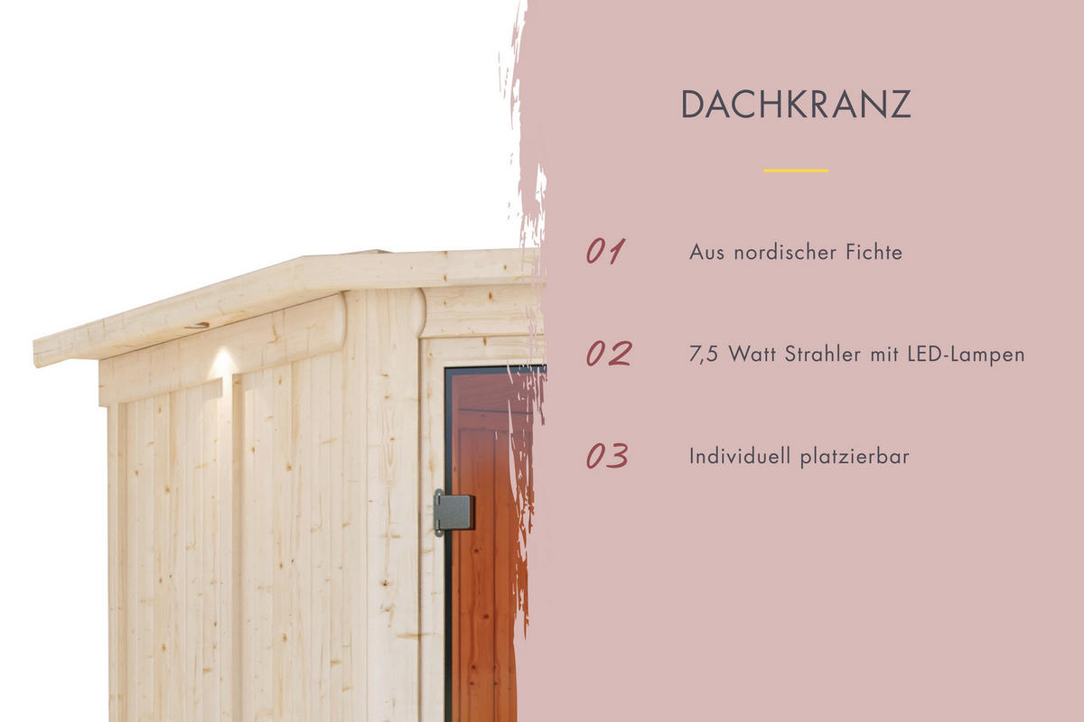 Karibu Sauna Seppel Front natur B/H/T: ca. 196x187x196 cm Seppel Front - natur (196,00/187,00/196,00cm) - Karibu