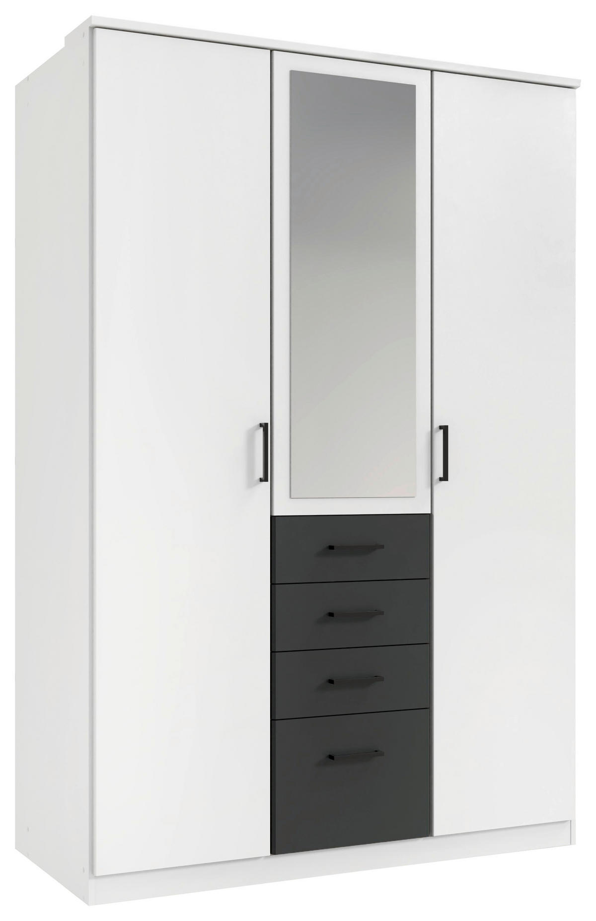 Kleiderschrank Cottbus weiß B/H/T: ca. 135x198x58 cm Cottbus - weiß/Graphit (135,00/198,00/58,00cm)