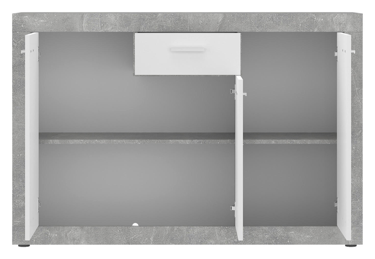 Kommode Focus Beton Optik weiß glänzend B/H/T: ca. 133,9x90x39 cm Focus - Beton/weiß (133,90/90,00/39,00cm)