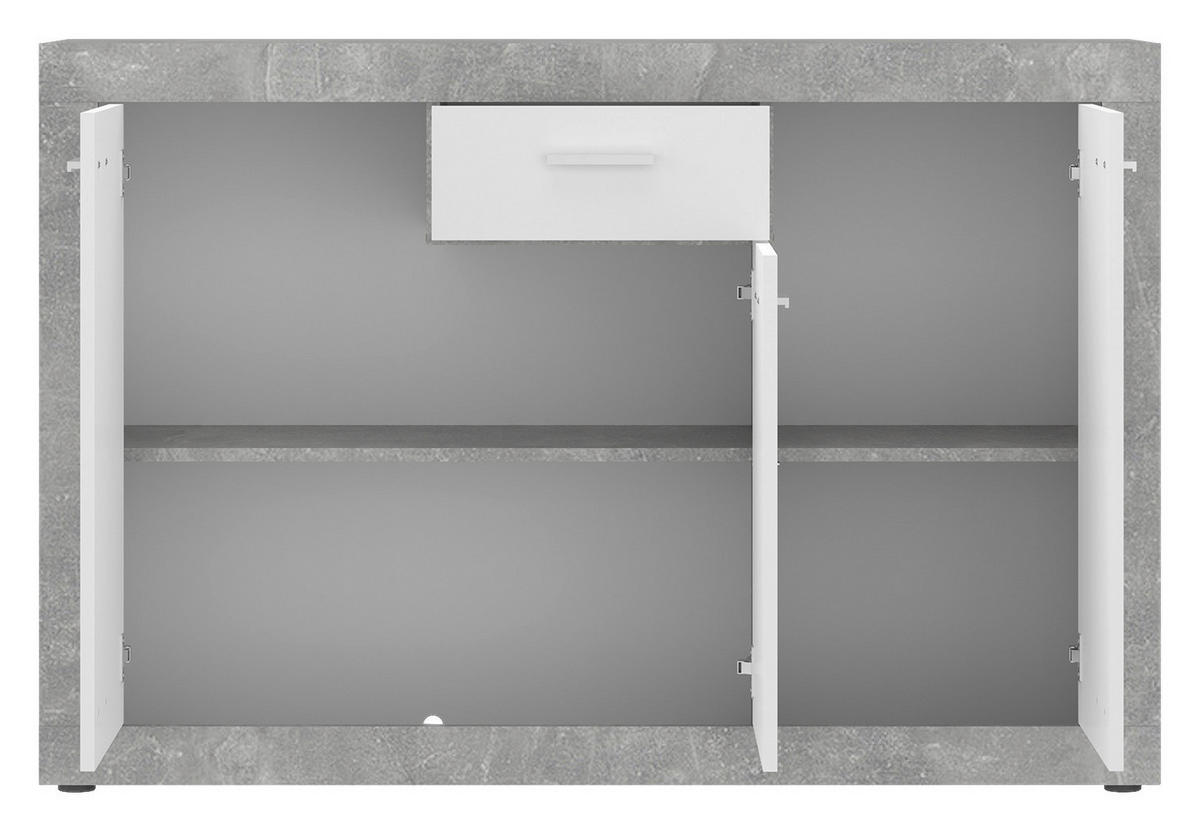 Kommode Focus Beton Optik weiß glänzend B/H/T: ca. 133,9x90x39 cm Focus - Beton/weiß (133,90/90,00/39,00cm)