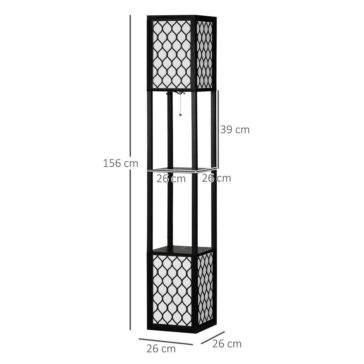 HOMCOM Stehleuchte B31-321V90 schwarz Baumwolle MDF B/H/T: ca. 26x156x26 cm Stehleuchte B31-321V90 - schwarz (26,00/156,00/26,00cm) - HOMCOM