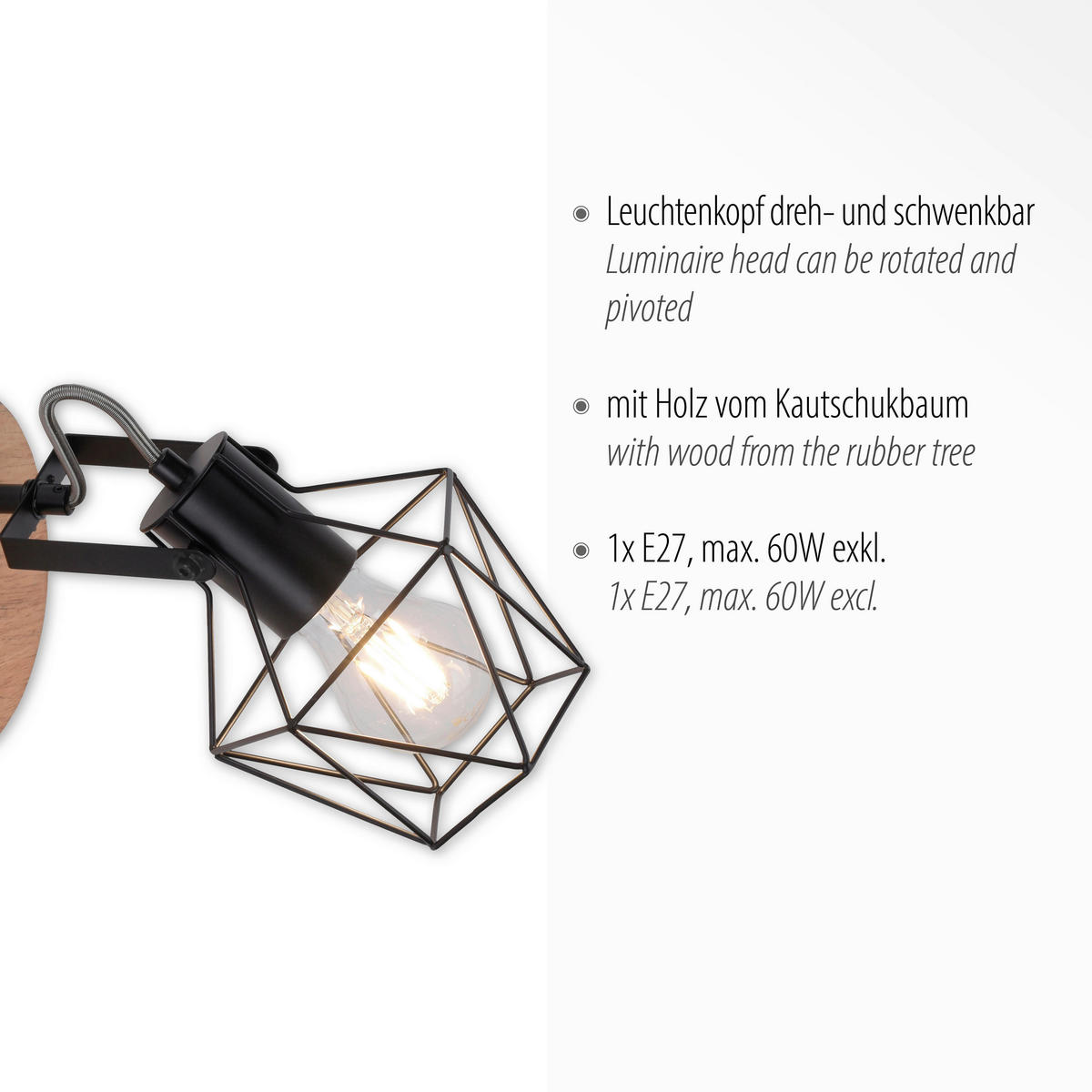 Just Light Spot 15671-78 Metall B/H/L: ca. 21x25x29 cm E27 1 Brennstellen Spot_1flg.Jaro - (29,00/21,00/25,00cm) - Just Light
