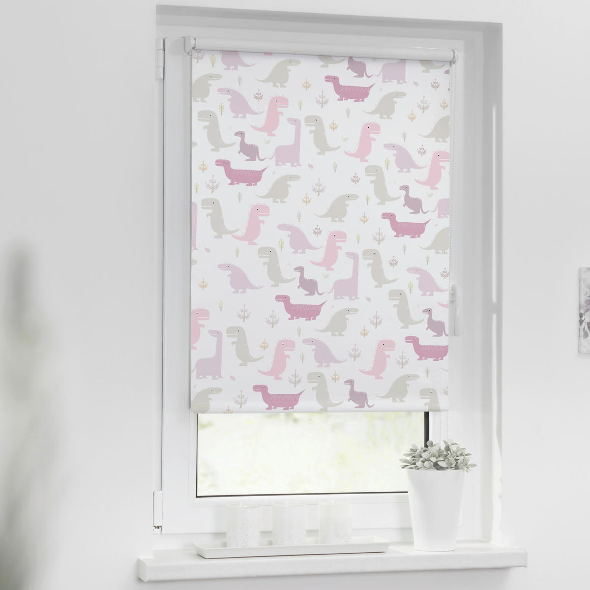 Verdunkelungsrollo Dinos pink B/L: ca. 90x150 cm Dinos - pink (90,00/150,00cm) - LICHTBLICK