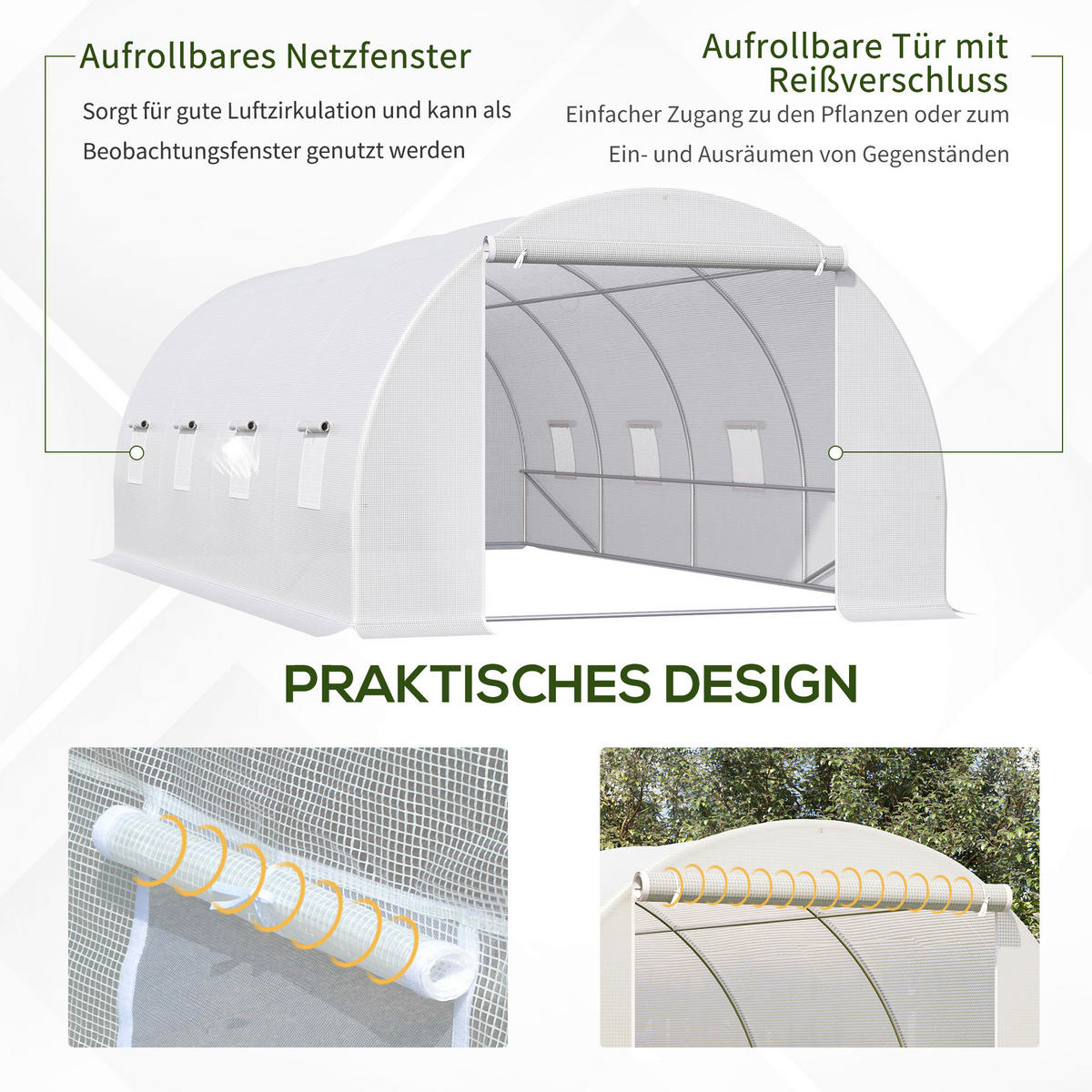 Outsunny Foliengewächshaus B/H/L: ca. 300x200x600 cm Foliengewächshaus m. Fenster 845-12 - (600,00/300,00/200,00cm) - Outsunny