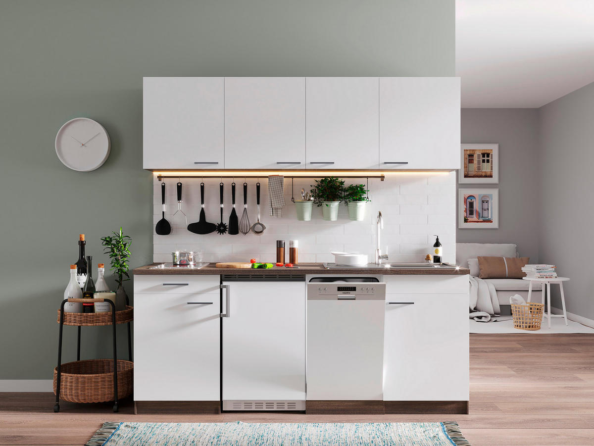 Respekta Küchenblock Economy weiß matt B/H/T: ca. 195x200x60 cm Economy - Eiche/weiß (195,00/200,00/60,00cm) - Respekta