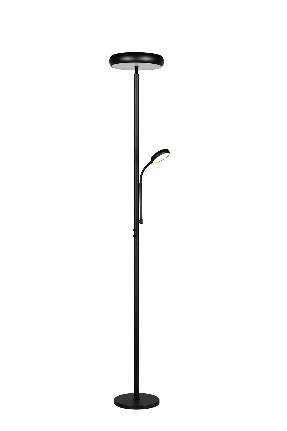 Reality LED Stehleuchte mattschwarz Metall H: ca. 183 cm 1 Brennstellen Palermo - mattschwarz (183,00cm) - Reality