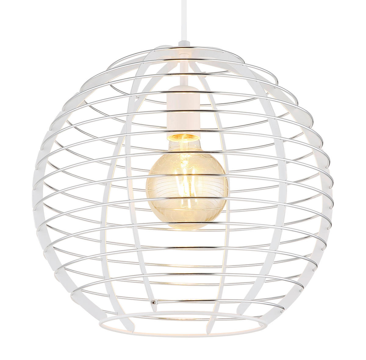 GLOBO Hängeleuchte Chrom weiß Metall Aluminium B/H/L: ca. 40x39,5x40 cm E27 1 Brennstellen Hängeleuchte-Nesa - weiß/Chrom (40,00/40,00/39,50cm) - GLOBO