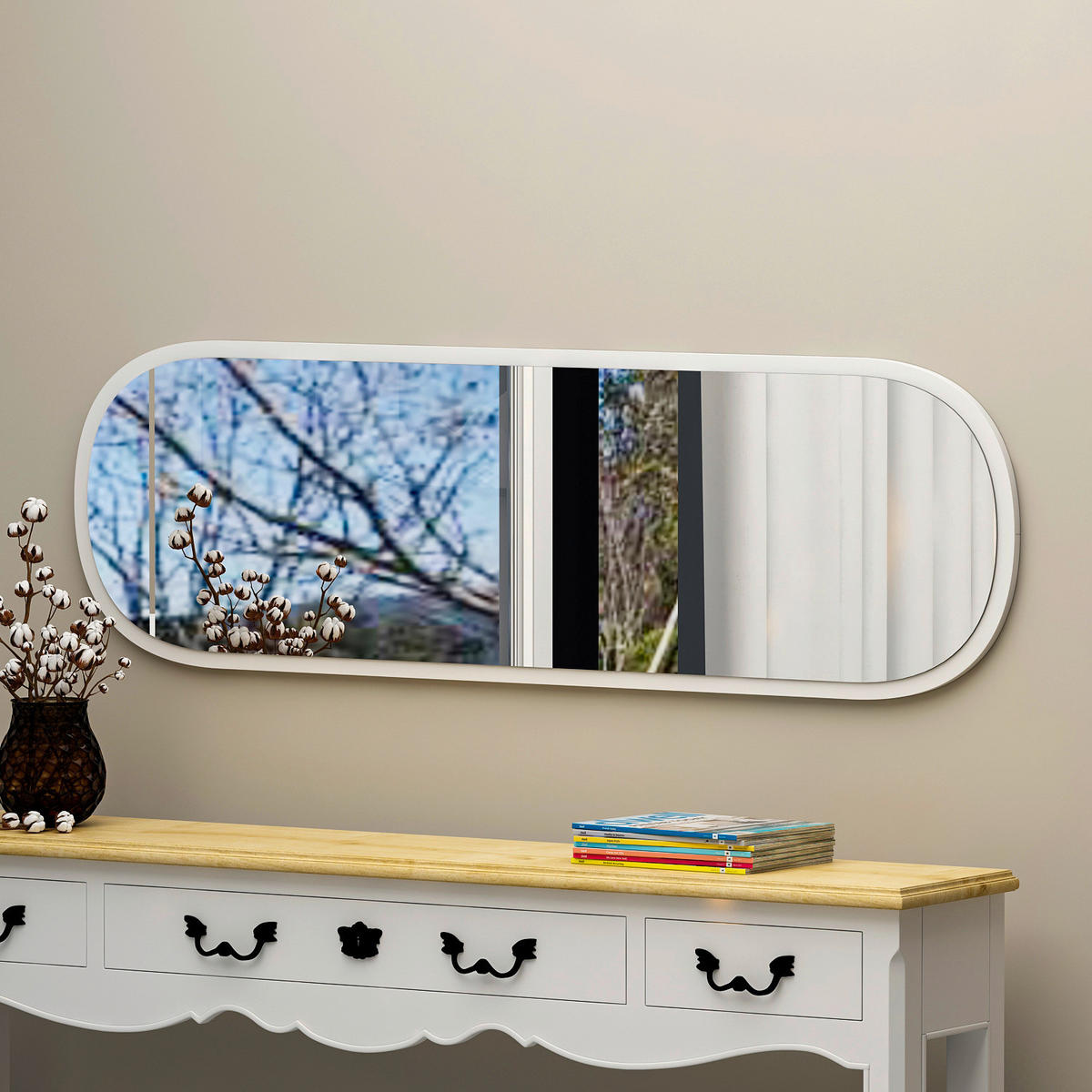 Wandspiegel Magnum weiß Glas B/H/T: ca. 120x40x3,5 cm Magnum - weiß (120,00/40,00/3,50cm) - moebel17