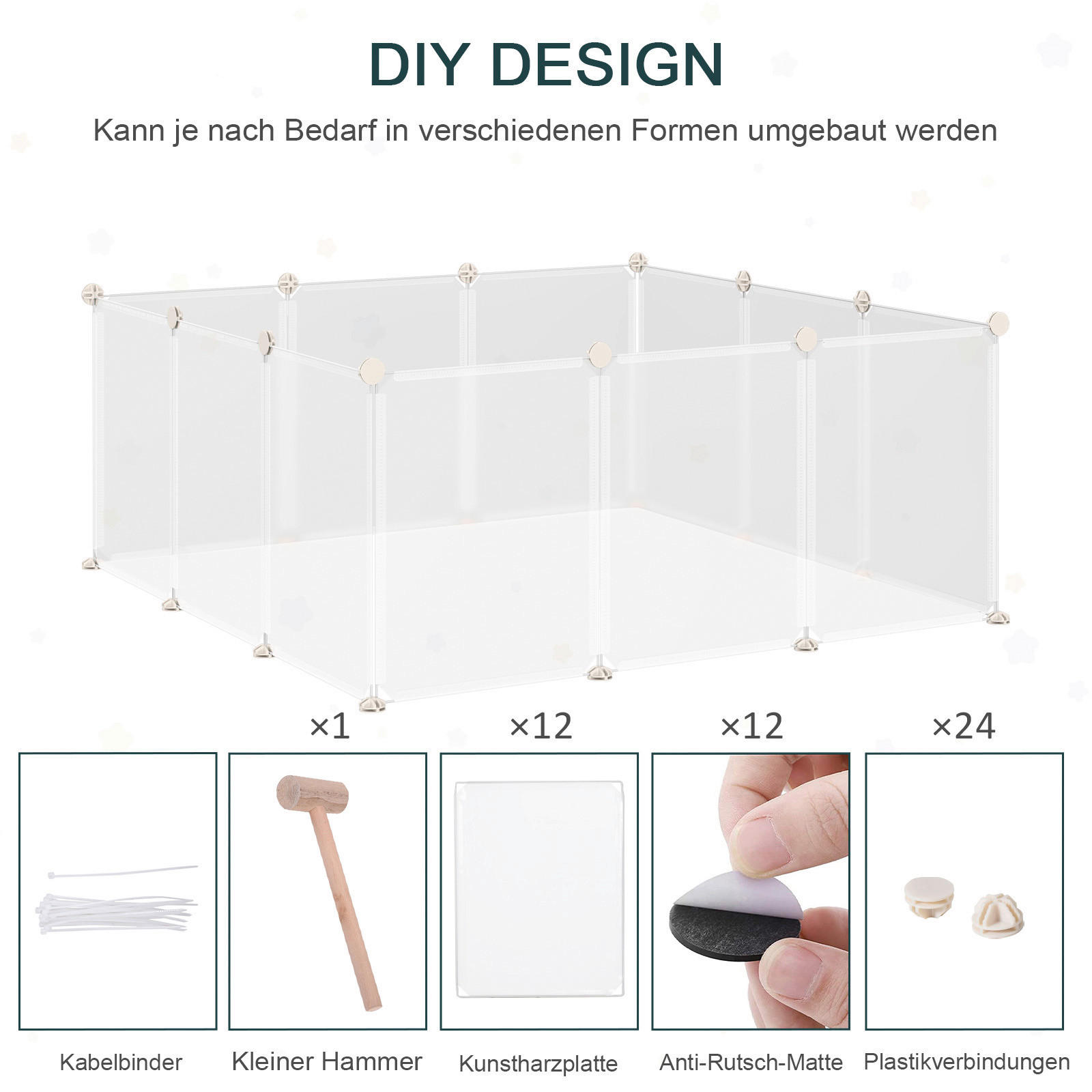 PawHut Stall weiß Edelstahl B/H/L: ca. 105x105x45 cm Laufstall - weiß (45,00/105,00/105,00cm) - PawHut