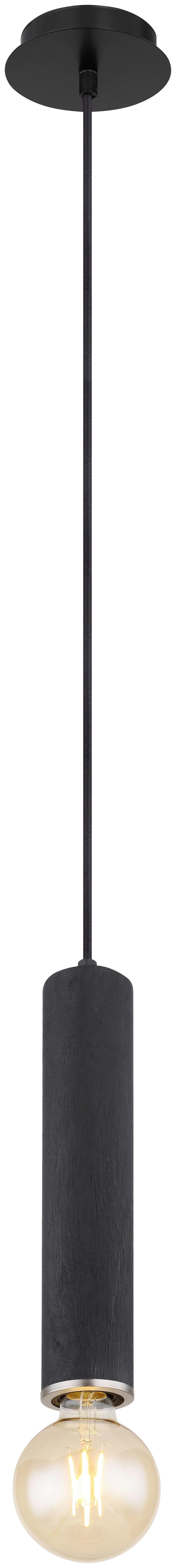 GLOBO Pendelleuchte MARION 15499H mattschwarz schwarz nickel matt Holz Metall H/D: ca. 160x12 cm E27 1 Brennstellen MARION - nickel matt/schwarz (12,00/160,00cm) - GLOBO