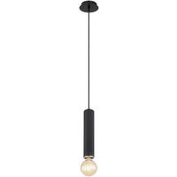 GLOBO Pendelleuchte MARION 15499H mattschwarz schwarz nickel matt Holz Metall H/D: ca. 160x12 cm E27 1 Brennstellen MARION - nickel matt/schwarz (12,00/160,00cm) - GLOBO