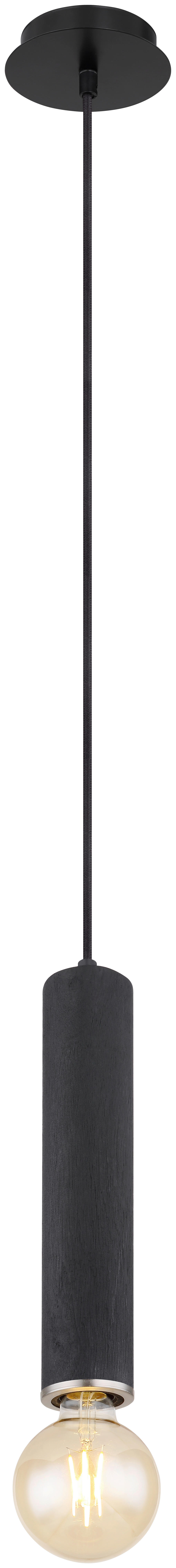 GLOBO Pendelleuchte MARION 15499H mattschwarz schwarz nickel matt Holz Metall H/D: ca. 160x12 cm E27 1 Brennstellen MARION - nickel matt/schwarz (12,00/160,00cm) - GLOBO