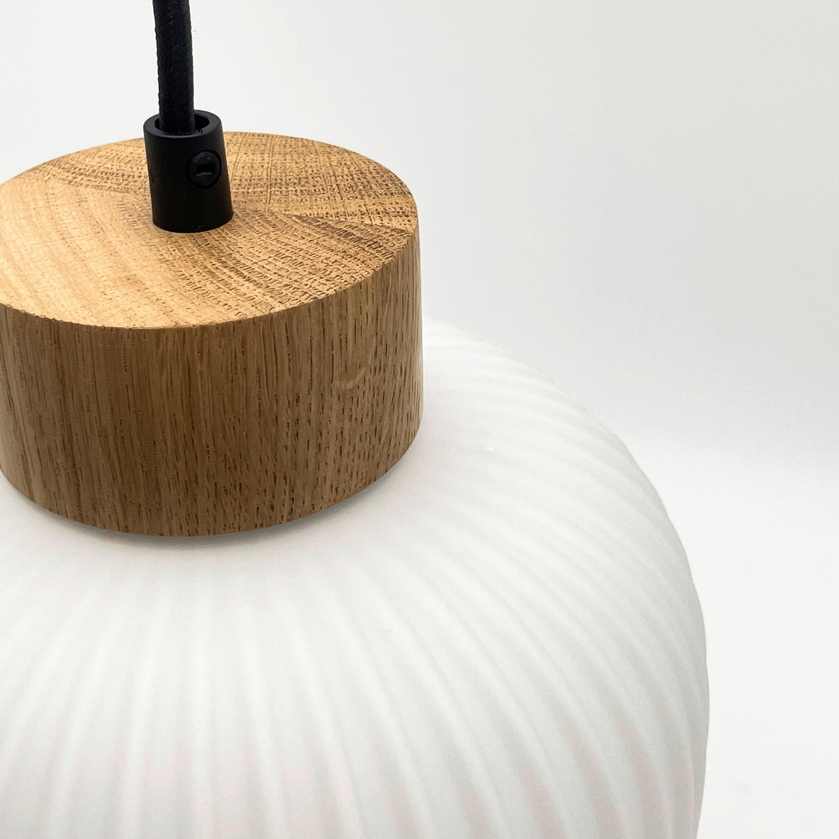 Lamkur Hängeleuchte weiß Eiche Glas Holz B/H/L: ca. 20x105x20 cm 1.0 Brennstellen HARMONY - Eiche/weiß (20,00/20,00/105,00cm) - Lamkur