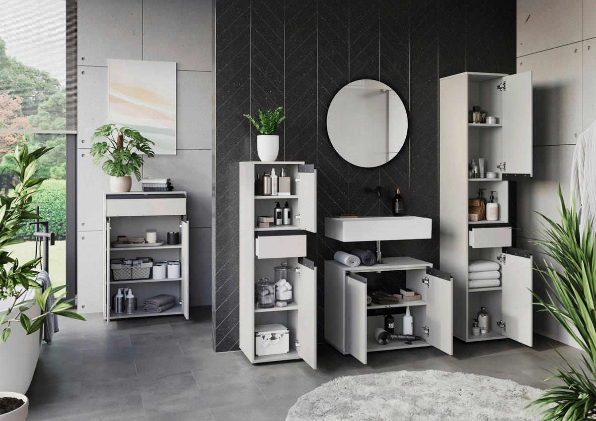 Schrank 2201-186 steingrau B/H/T: ca. 33x121x34 cm 2201-186 - steingrau (33,00/121,00/34,00cm) - Germania