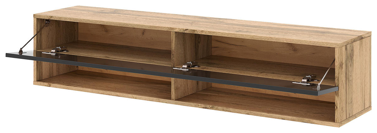 TV-Lowboard TV LOWBOARD DERBY 140 Eiche Wotan Nachbildung schwarz glänzend B/H/T: ca. 140x32,5x31,5 cm TV LOWBOARD DERBY 140 - Eiche/schwarz (140,00/32,50/31,50cm) - WIPMEB
