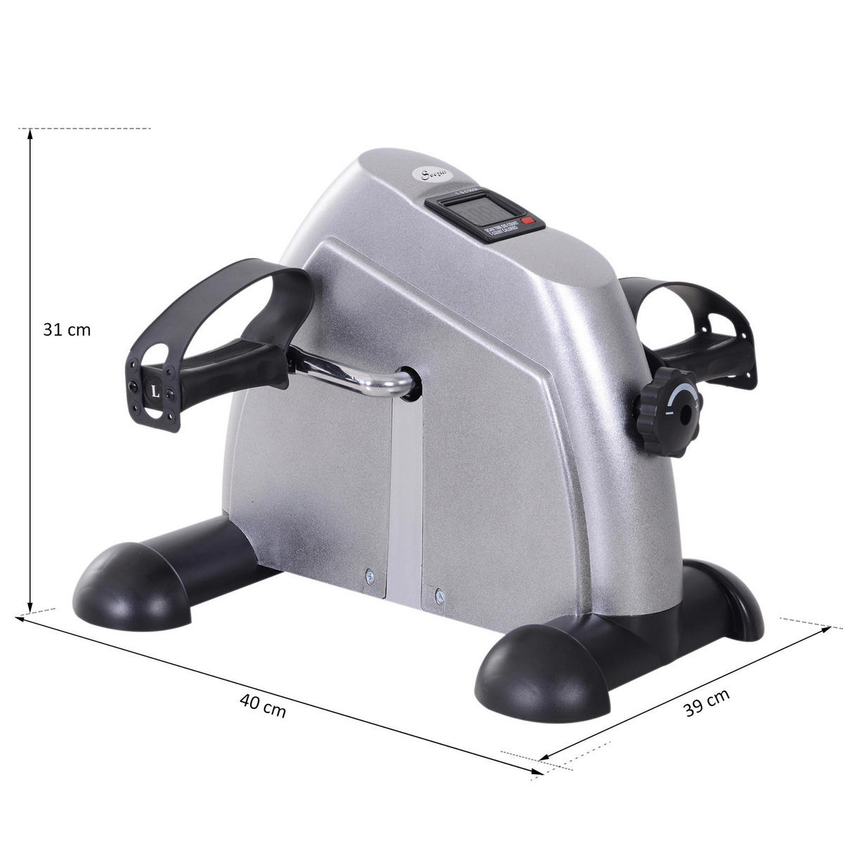 HOMCOM Pedaltrainer silber Metall B/H/T: ca. 39x31x40 cm Pedaltrainer__LCD-Display - silber (39,00/31,00/40,00cm) - HOMCOM