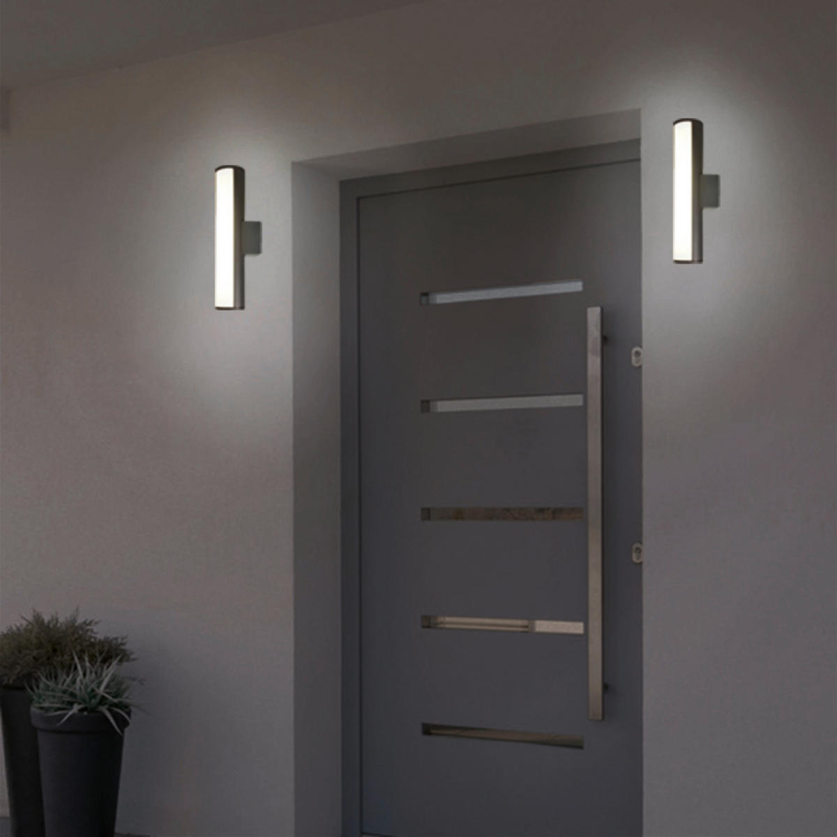 LED-Außenwandleuchte 1161997 dunkelgrau weiß B/H/T: ca. 30x6,5x9,5 cm LED Außenwandleuchte Flair mit LED - weiß/dunkelgrau (30,00/6,50/9,50cm) - Näve Leuchten