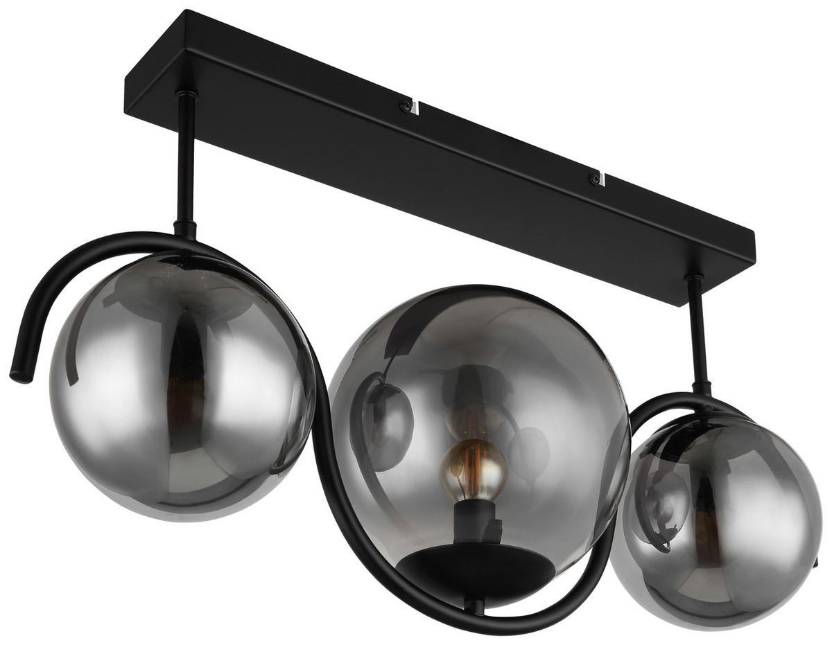 GLOBO Deckenleuchte 15869-3D Porry Rauch schwarz Glas Metall B/H/T: ca. 60x33x20 cm E14 3 Brennstellen Porry - schwarz/Rauch (60,00/33,00/20,00cm) - GLOBO