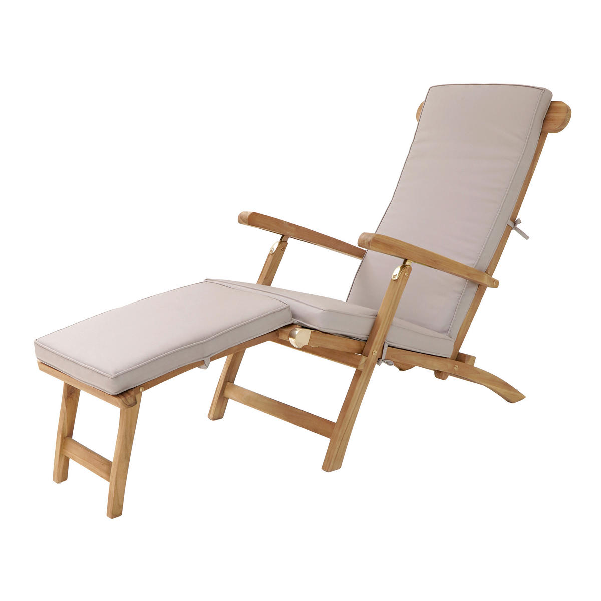 AXI Outdoor Living Gartenliege Costa beige Teakholz B/H/L: ca. 60x80x150 cm Costa - braun/beige (150,00/60,00/80,00cm) - AXI Outdoor Living
