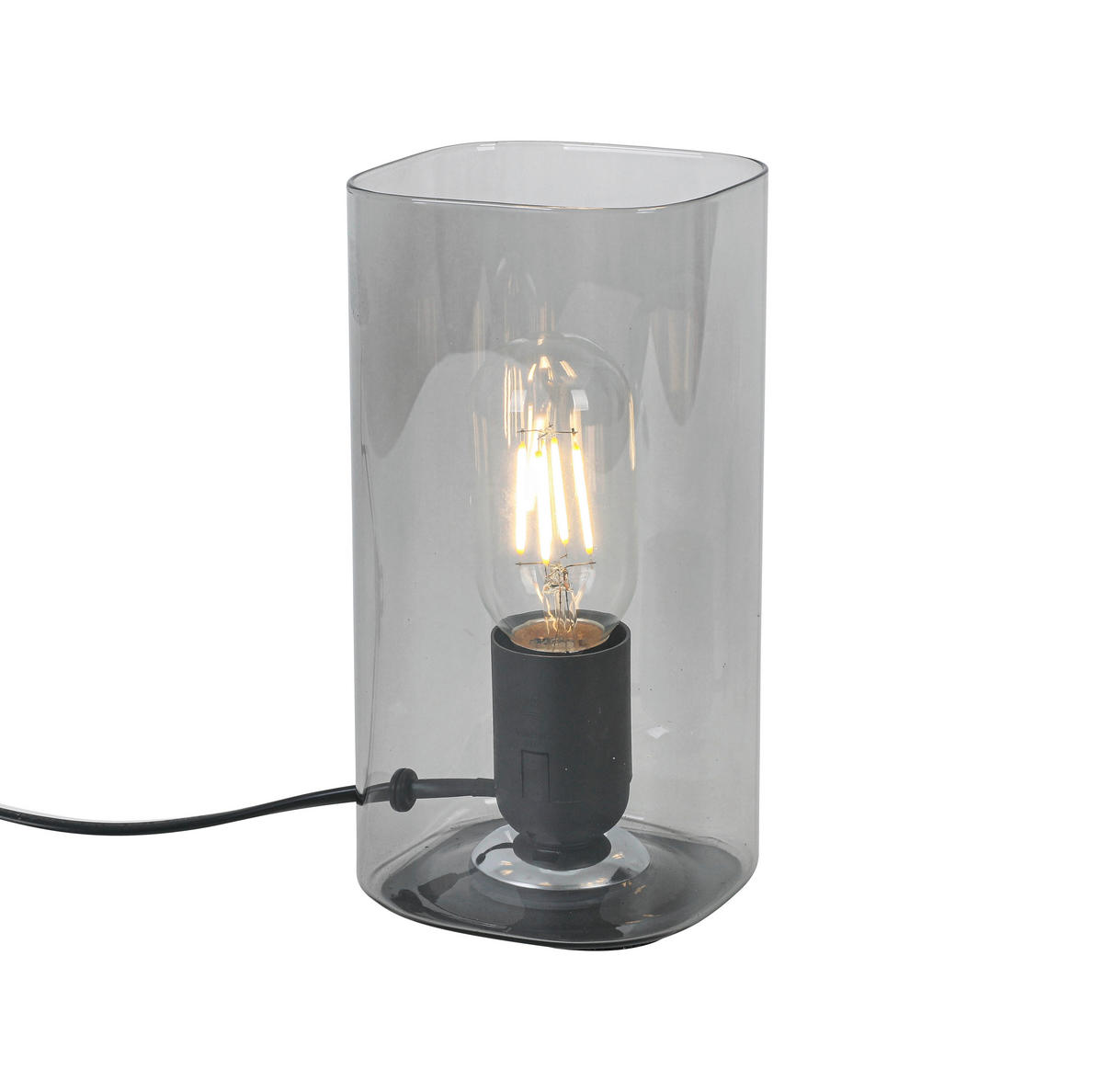 Nolo Tischleuchte Paige Rauch Glas B/H/L: ca. 9,5x20x9,5 cm E27 1 Brennstellen Paige - Rauch (9,50/9,50/20,00cm) - Nolo