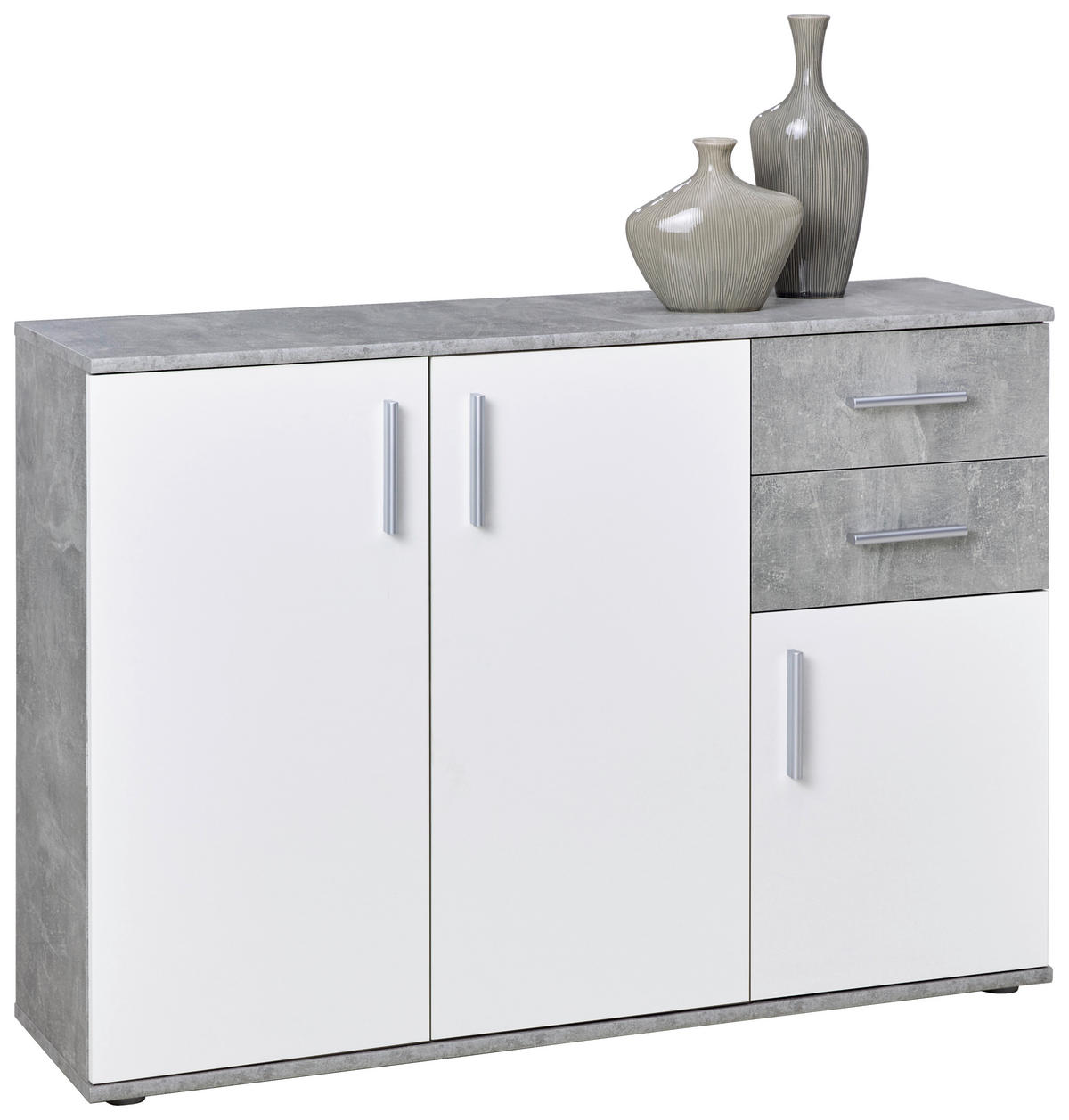 Kommode Bobby 2 B/H/T: ca. 120x82x35 cm Bobby 2 - Beton/weiß (120,00/82,00/35,00cm)