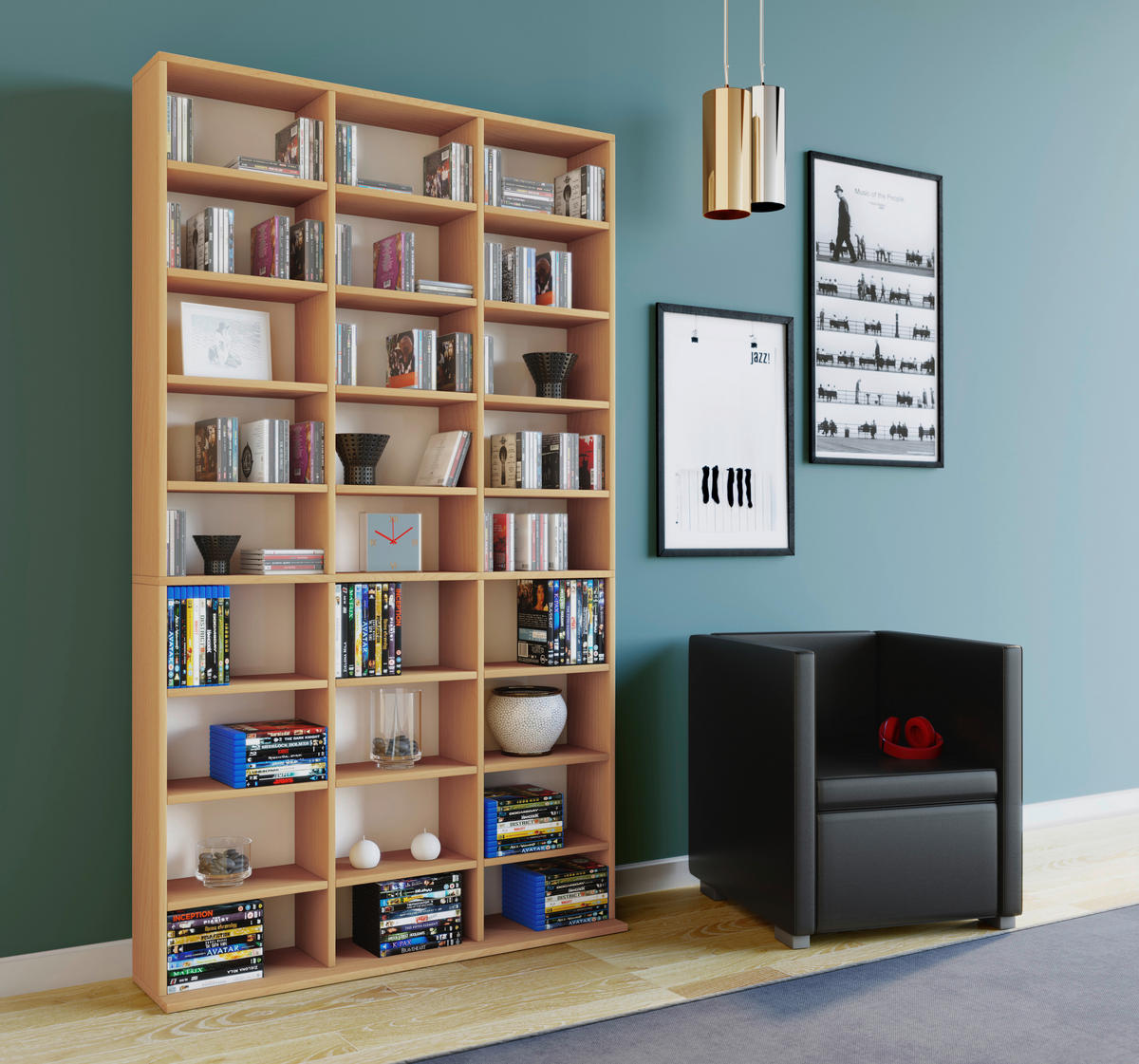 Regal Megosa Maxi buche Nachbildung Holzwerkstoff B/H/T: ca. 102x183x23 cm Megosa Maxi - buche (102,00/183,00/23,00cm) - VCM Möbel