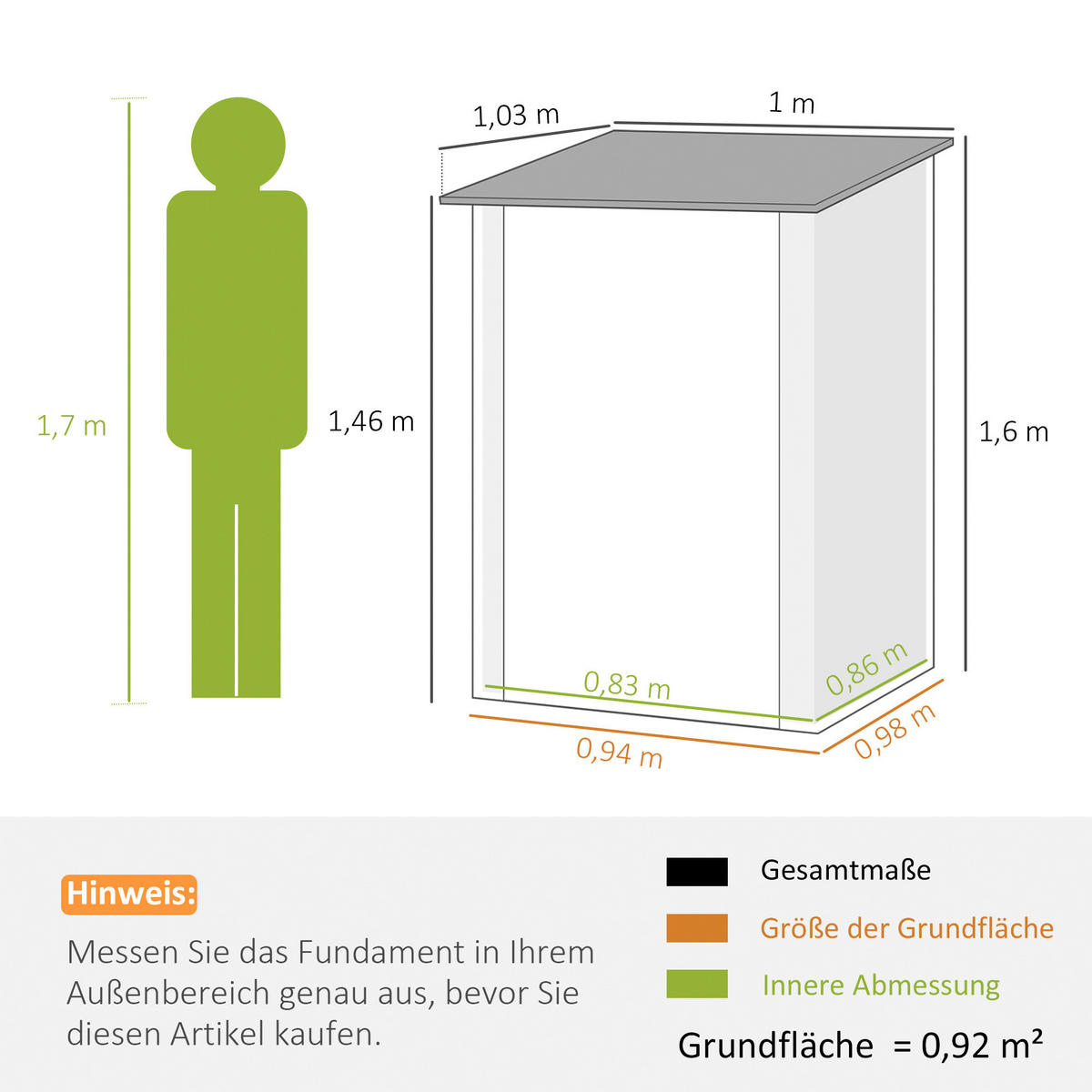 Outsunny Gerätehaus grau B/H/L: ca. 103x160x100 cm Gerätehaus - grau (100,00/103,00/160,00cm) - Outsunny