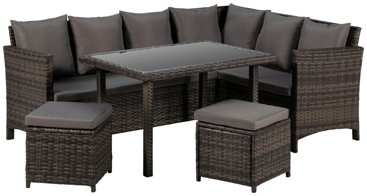 Gartensitzgruppe Sunny anthrazit Polyrattan Sunny - anthrazit/grau