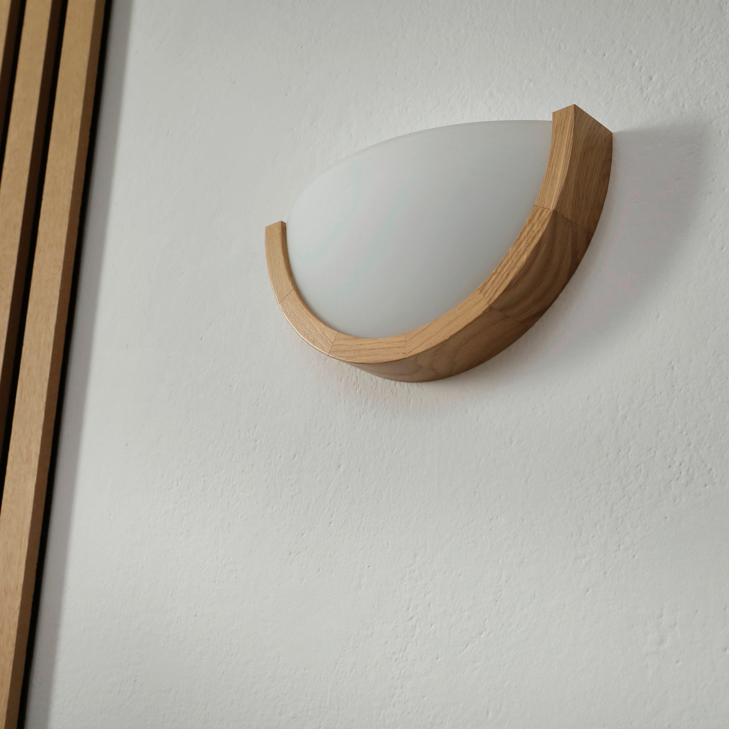 Thumbnail - Lamkur Wandleuchte Eiche Holz Glas B/H/L: ca. 20x14x30 cm E27 1 Brennstellen