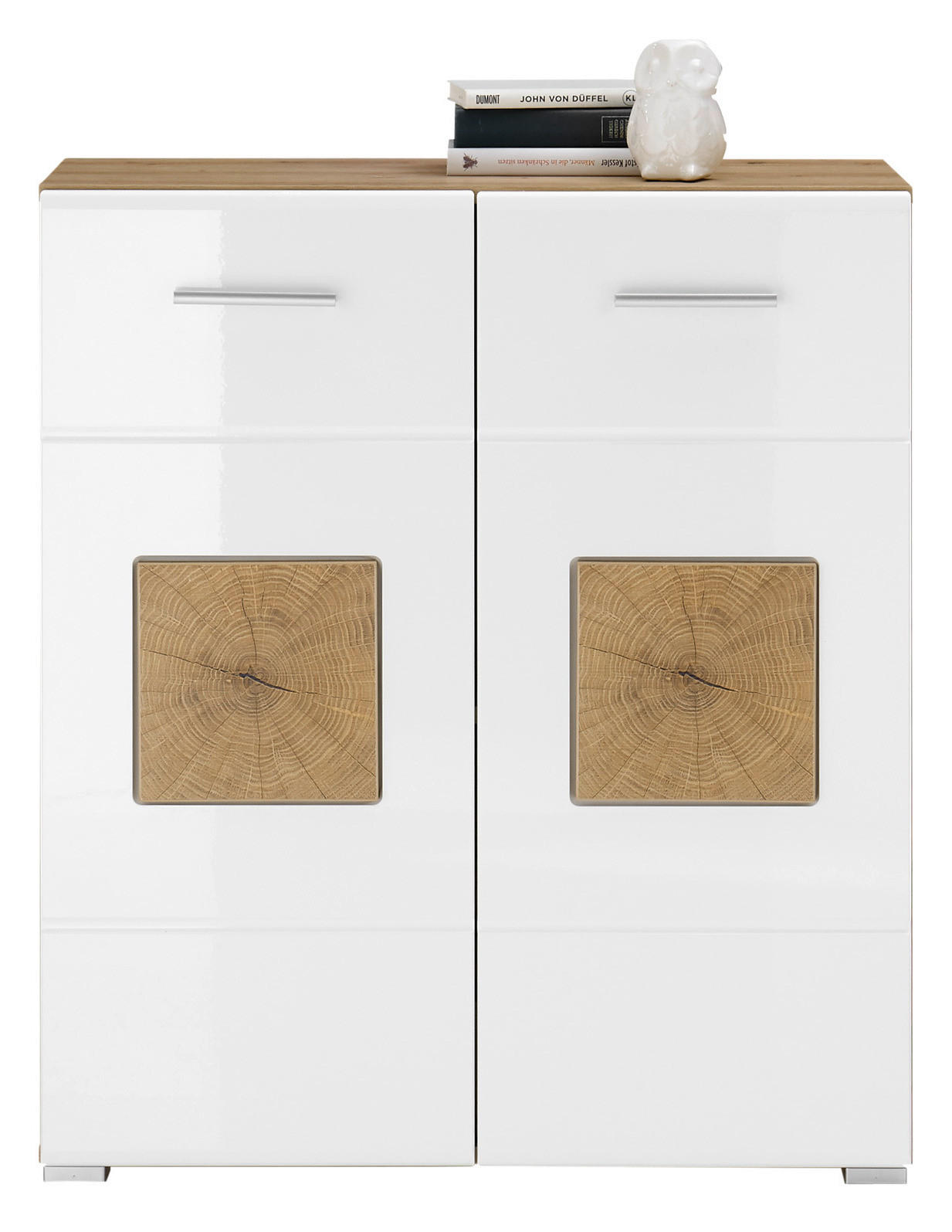 Kommode weiß Hochglanz Eiche Artisan Nachbildung Hirnholz Optik