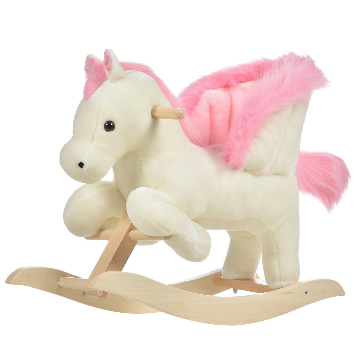 HOMCOM Kinder-Schaukelpferd B/H/L: ca. 28x57x70 cm Schaukelpferd - weiß/rosa (70,00/28,00/57,00cm) - HOMCOM
