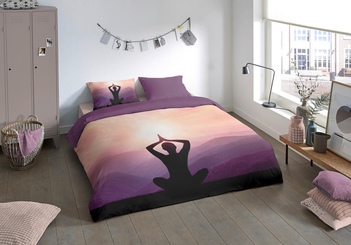 Microfaser Bettwäsche Yoga Yoga - violett (135,00/200,00cm) - Pure