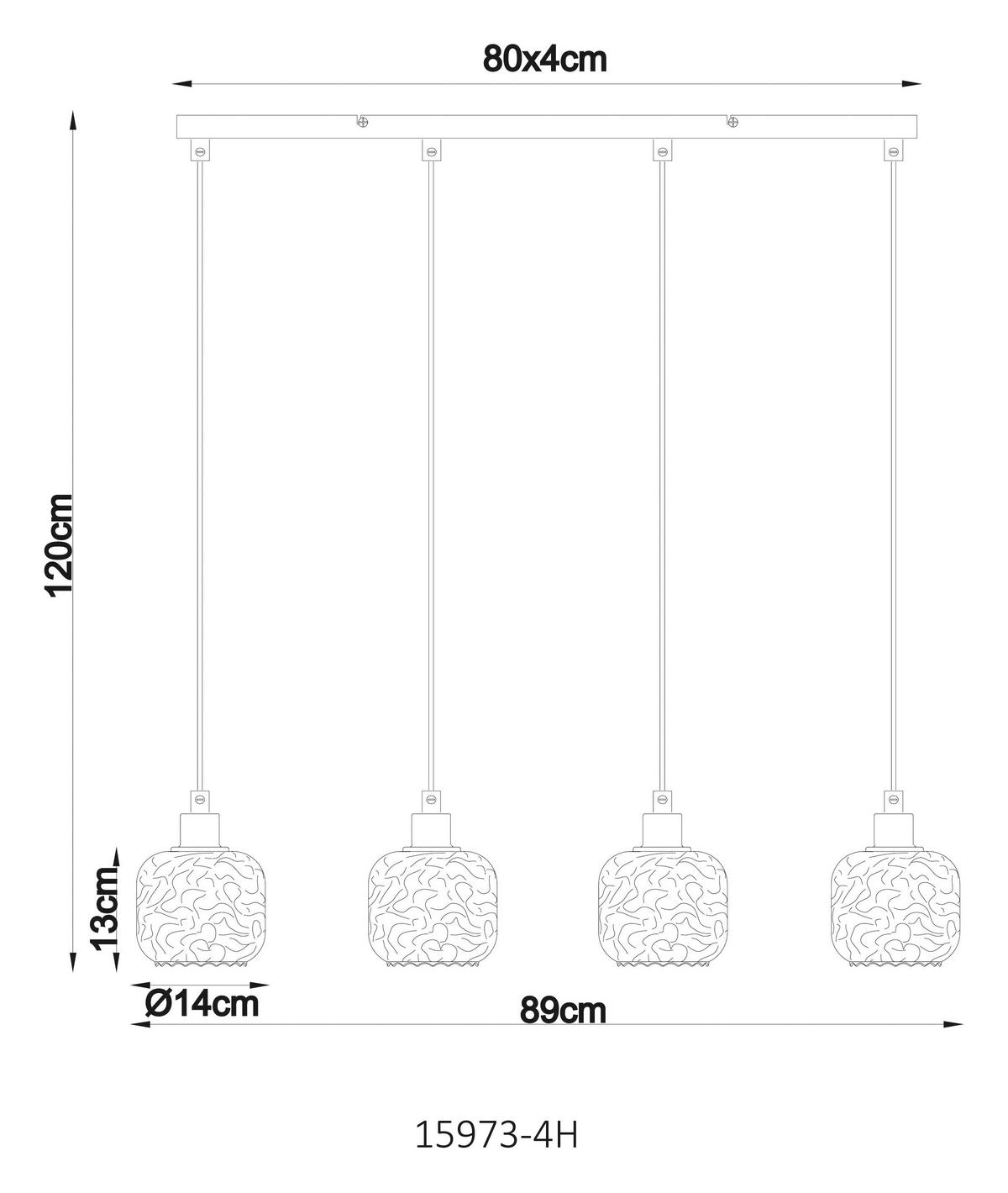 GLOBO Hängeleuchte Rauch beige Glas Metall B/H/L: ca. 17,5x24x82,5 cm E27 4 Brennstellen Hängeleuchte-Antonio - beige/Rauch (82,50/17,50/24,00cm) - GLOBO