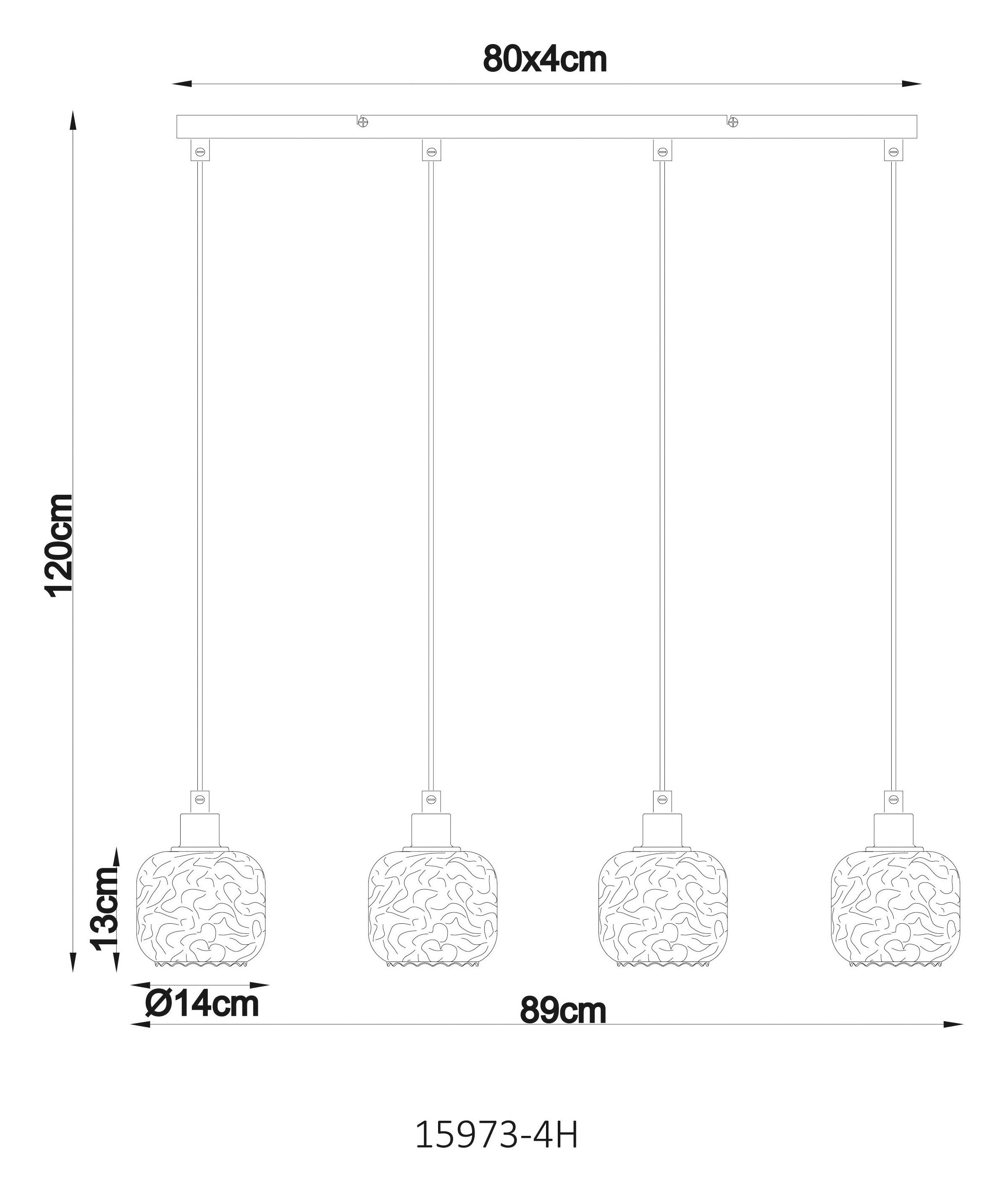 Thumbnail - GLOBO Hängeleuchte Rauch beige Glas Metall B/H/L: ca. 17,5x24x82,5 cm E27 4 Brennstellen