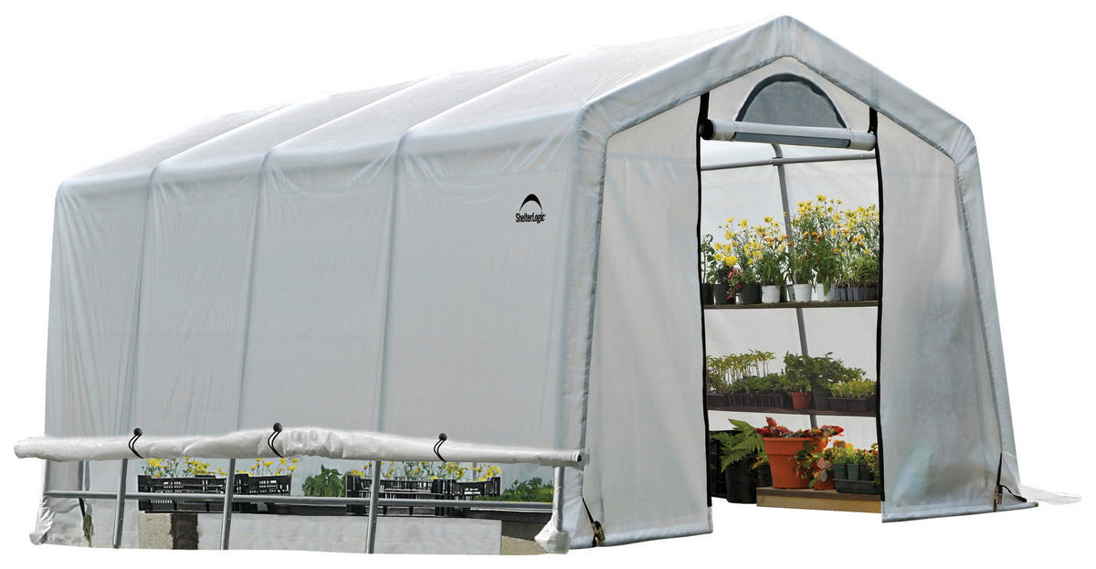 ShelterLogic Gewächshaus 18,3m² B/H/L: ca. 300x240x610 cm 18,3m² - weiß (610,00/300,00/240,00cm) - ShelterLogic