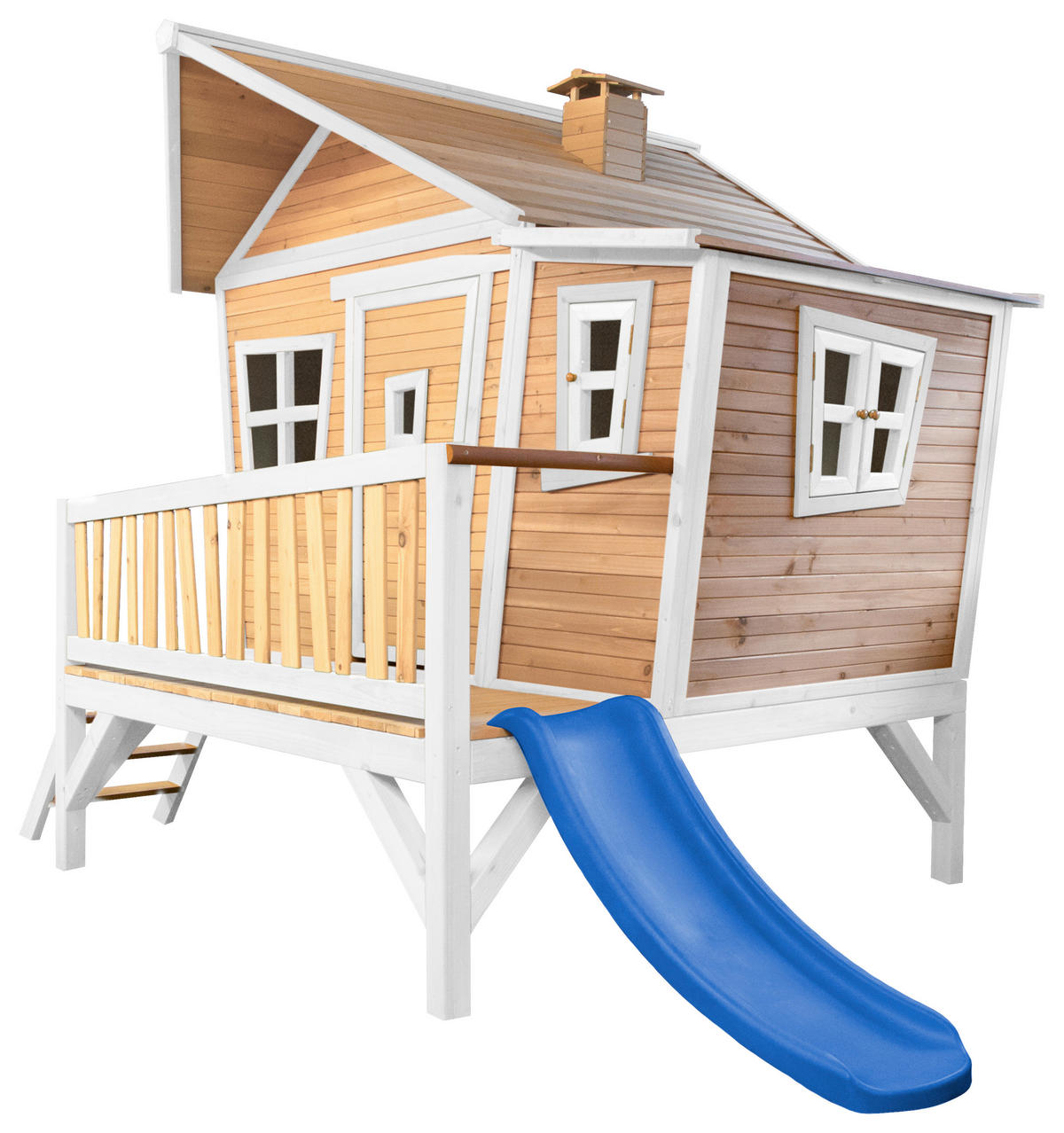 AXI Spielhaus Emma braun B/H/L: ca. 349x227x193 cm Emma - braun/blau (193,00/349,00/227,00cm) - AXI