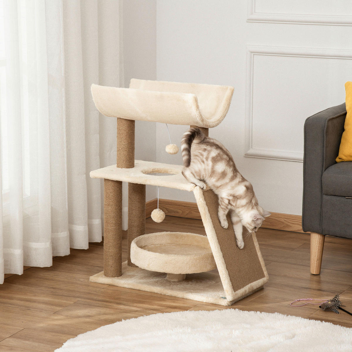 PawHut Kratzbaum braun Edelstahl B/H/L: ca. 30x60x76 cm Kratzbaum - braun (76,00/30,00/60,00cm) - PawHut