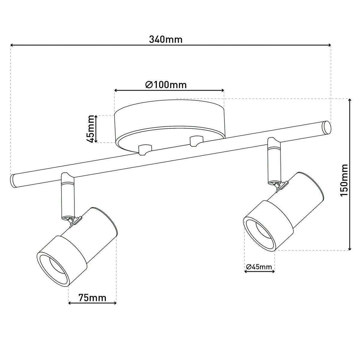 Näve Leuchten LED-Spot stahlgrau Kunststoff Metall B/H/T: ca. 34x15x10 cm 2 Brennstellen MALAGA - stahlgrau (34,00/15,00/10,00cm) - Näve Leuchten