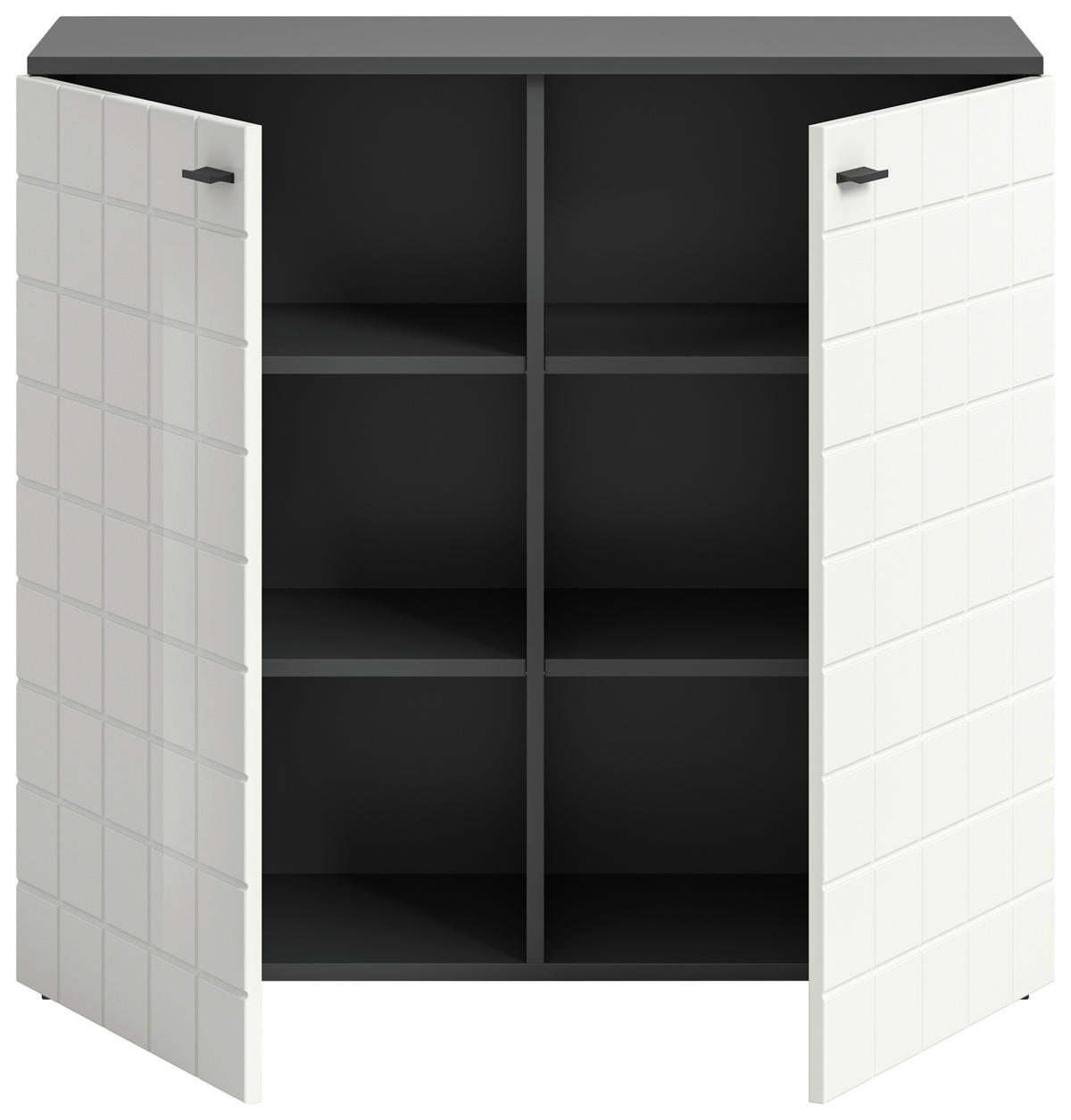 Kommode Monte anthrazit weiß Hochglanz B/H/T: ca. 92x86x37 cm Monte - weiß/anthrazit (92,00/86,00/37,00cm)